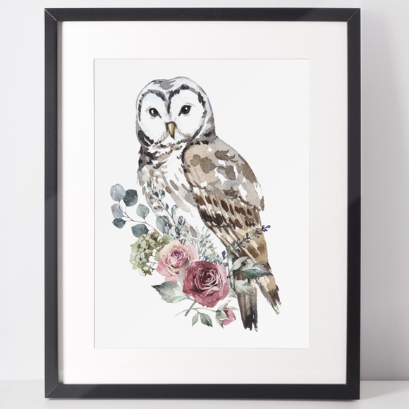Owl Watercolor Illustration Wall Art Print Poster Portrait Unframed - Picture 3 of 17